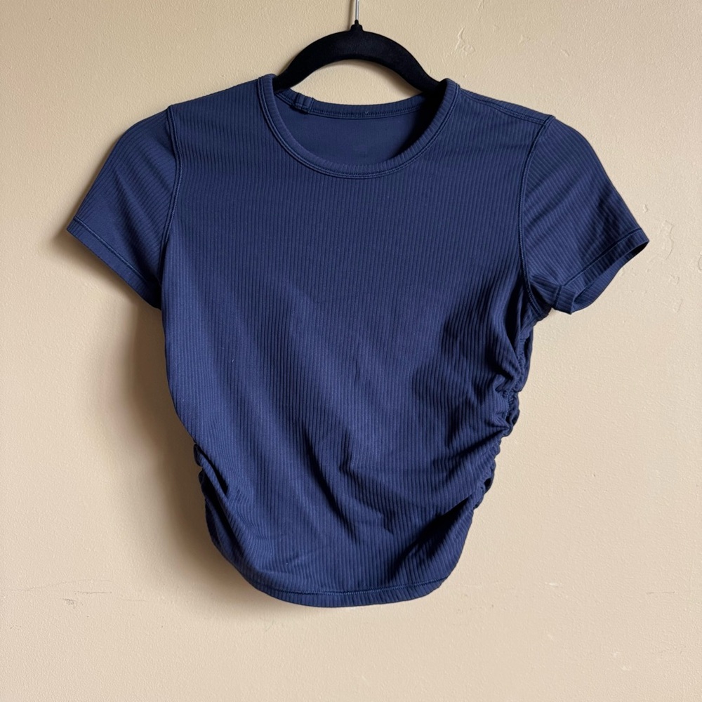 Lululemon Athletica Navy Fitted Crop T-Shirt